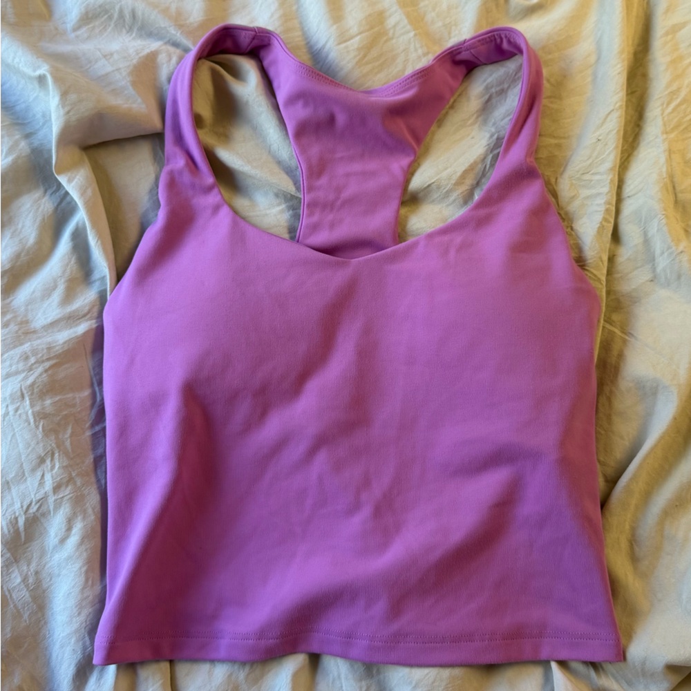fabletics pink/purple athletic racerback top, built in bra